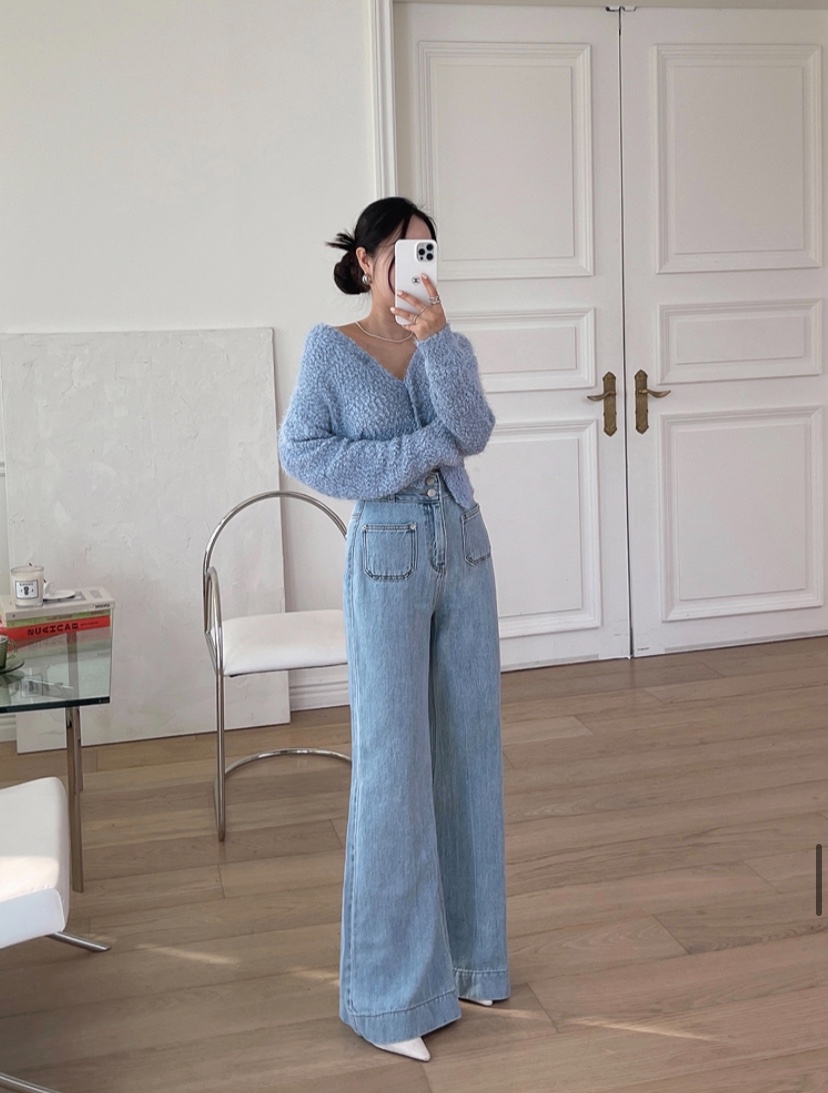 RIAH直郵韓國代購㊣女裝新品25春夏熱賣職業推薦牛仔褲口袋RIAH牛仔褲