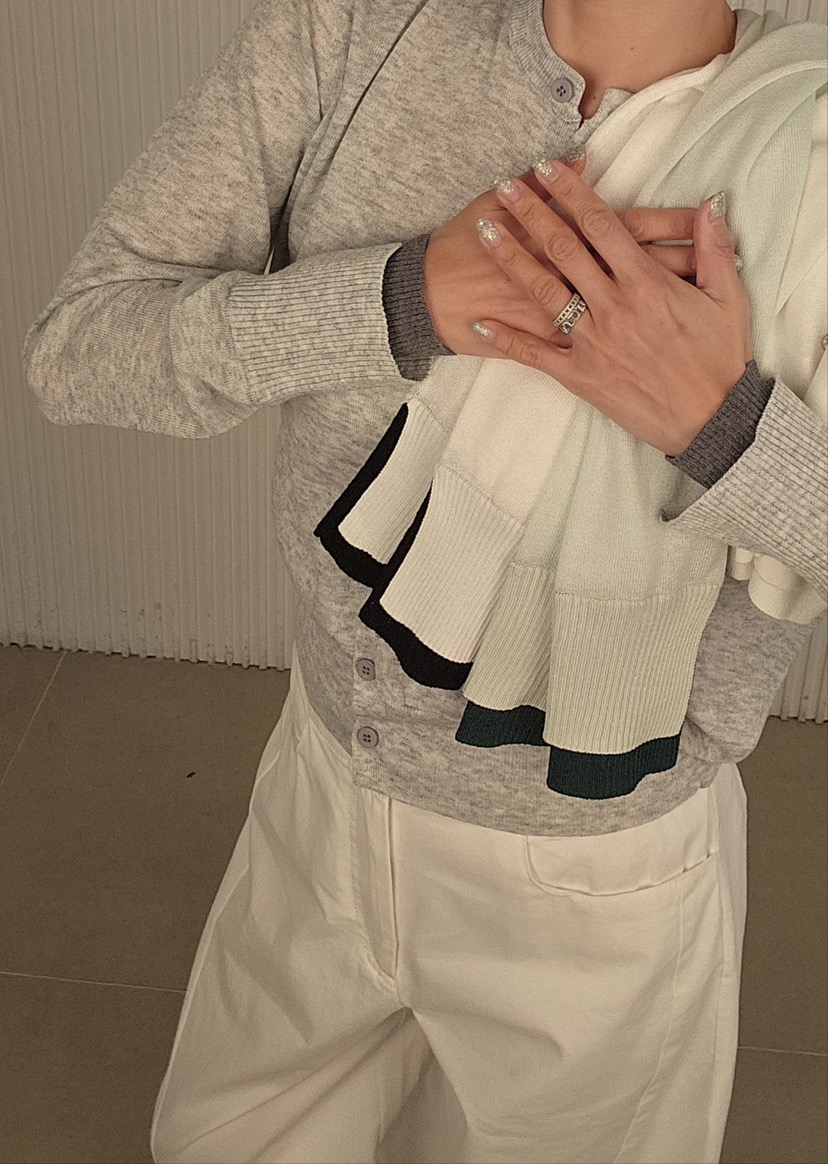 NEOUL直郵韓國代購㊣女裝新款休閑職業人氣時尚熱賣針織衫開衫NEOUL/ahin雙領標簽針織衫
