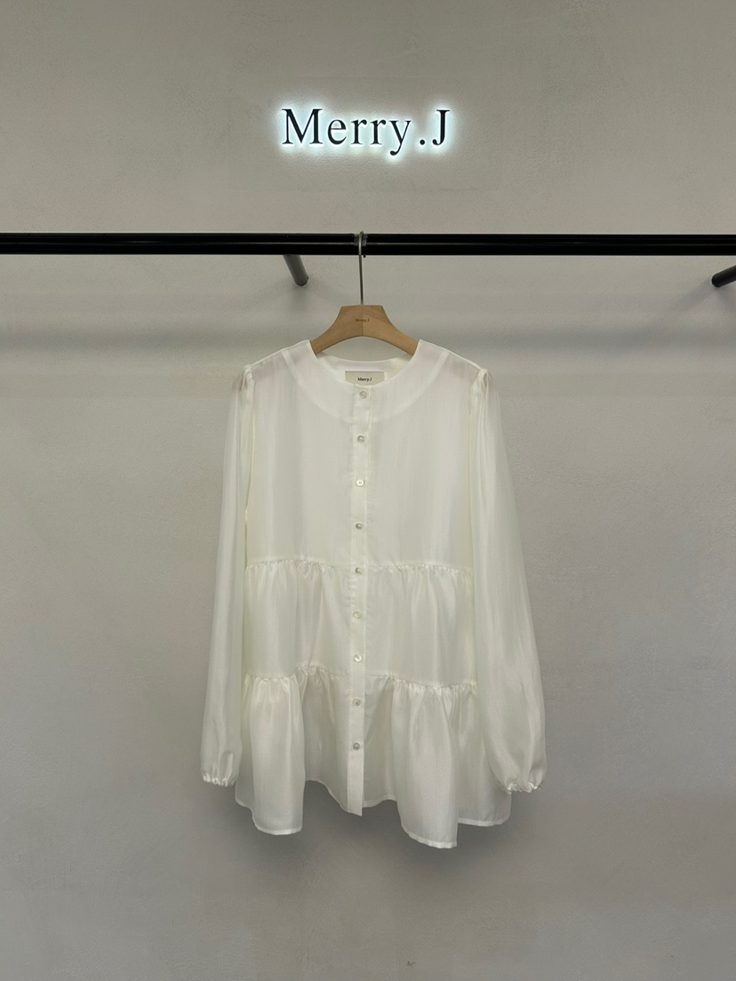 MERRY-J直郵韓國代購㊣女裝新品休閑人氣襯衫蕾絲衫歐根紗MERRY-J襯衫/蕾絲衫