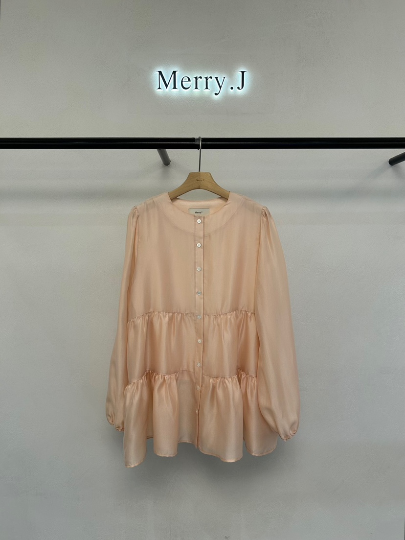 MERRY-J直郵韓國代購㊣女裝新品休閑人氣襯衫蕾絲衫歐根紗MERRY-J襯衫/蕾絲衫圖色2