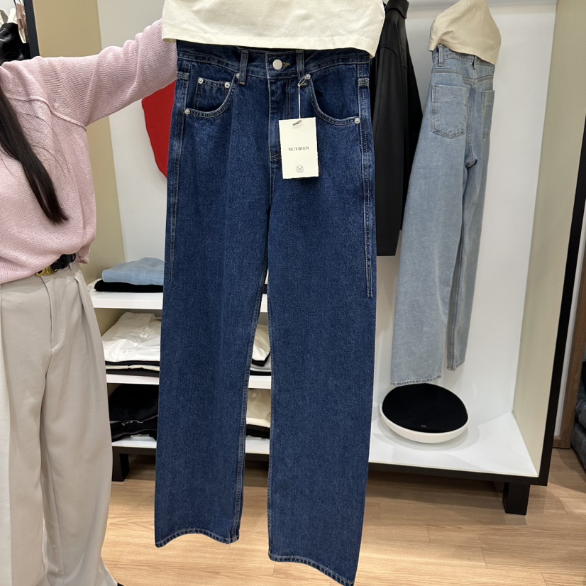 MUYBIEN直郵韓國代購㊣女裝新款休閑人氣25春夏推薦職業牛仔褲MUYBIEN牛仔褲圖色2