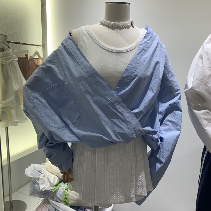 TYCHE韓國直郵㊣東大門實拍女裝新品人氣25春夏襯衫蕾絲衫假兩件TYCHE襯衫/蕾絲衫