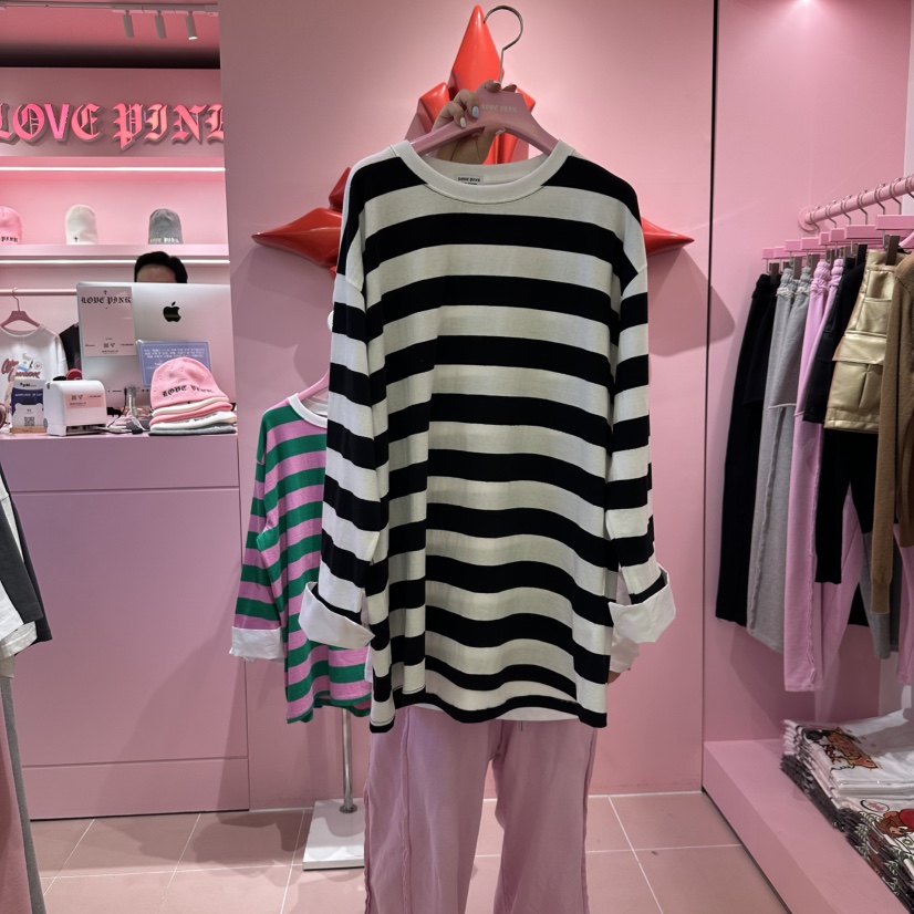 LOVE PINK直郵韓國代購㊣女裝新款推薦熱賣休閑職業長袖T恤LOVE PINK長袖T恤圖色3
