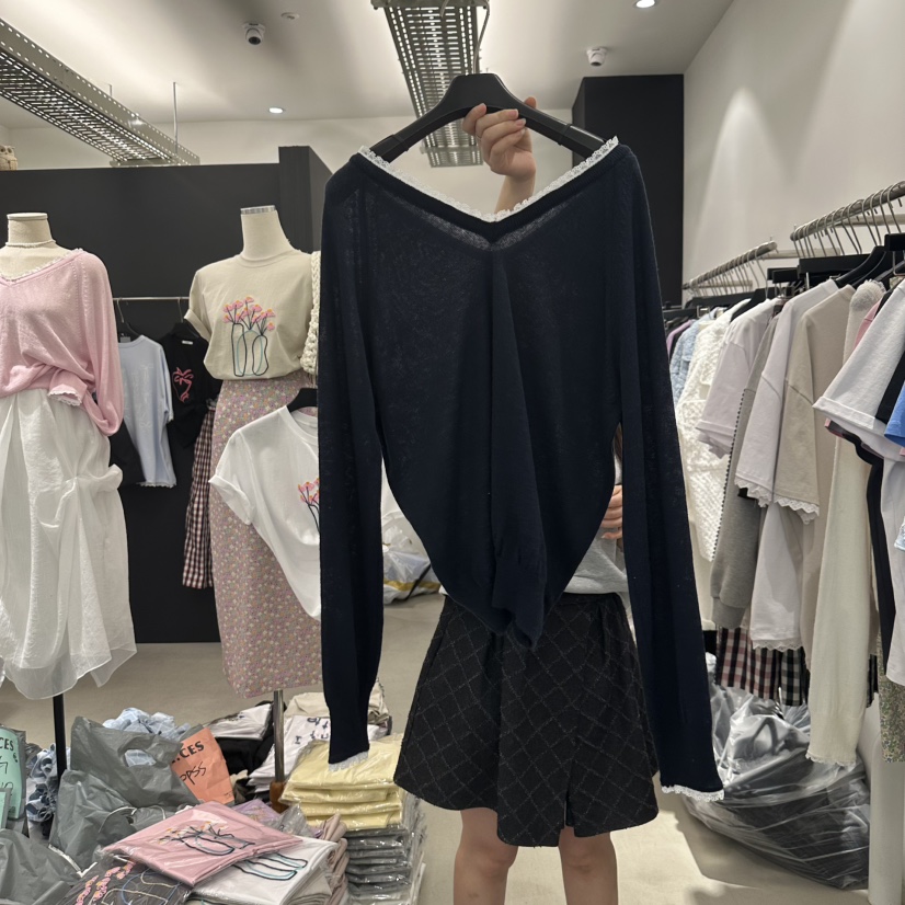 A.CES韓國直郵㊣東大門實拍女裝新品人氣時尚休閑25春夏針織衫A.CES針織衫