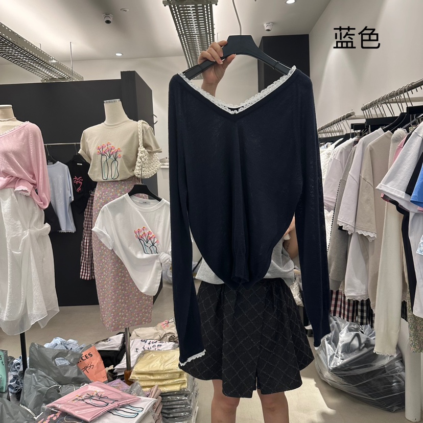 A.CES韓國直郵㊣東大門實拍女裝新品人氣時尚休閑25春夏針織衫A.CES針織衫圖色2