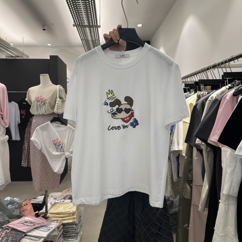 A.CES直郵韓國代購㊣女裝新款時尚25春夏推薦休閑人氣職業T恤A.CEST恤圖色2