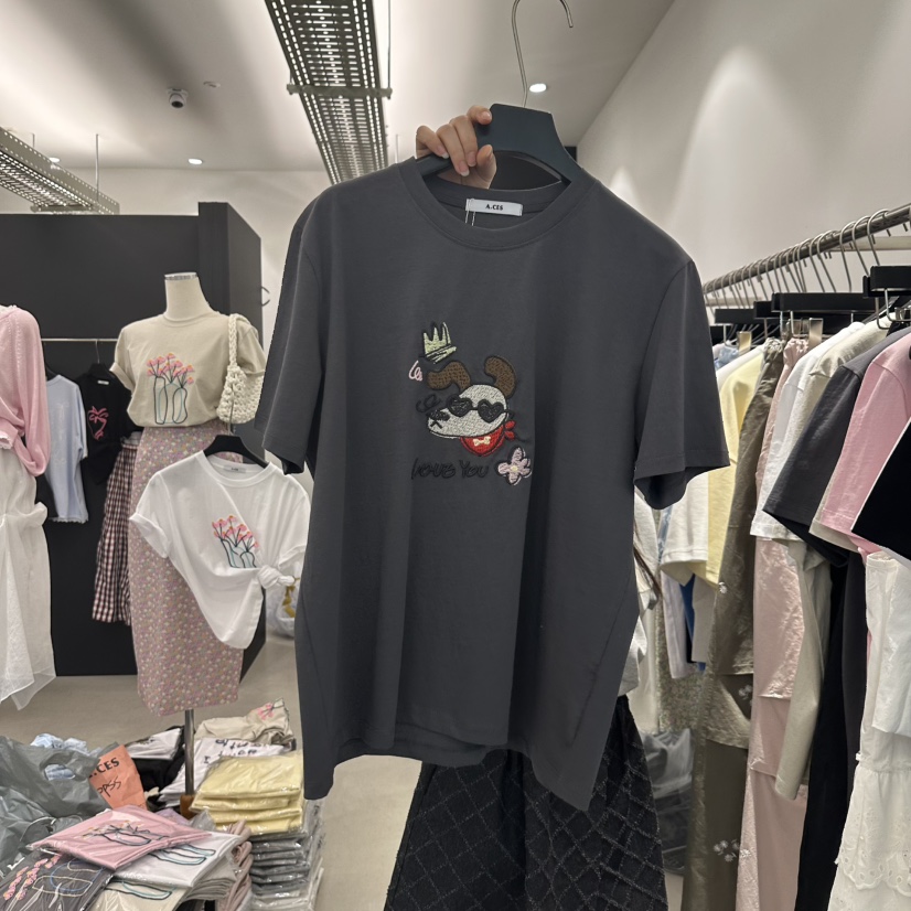A.CES直郵韓國代購㊣女裝新款時尚25春夏推薦休閑人氣職業T恤A.CEST恤圖色3