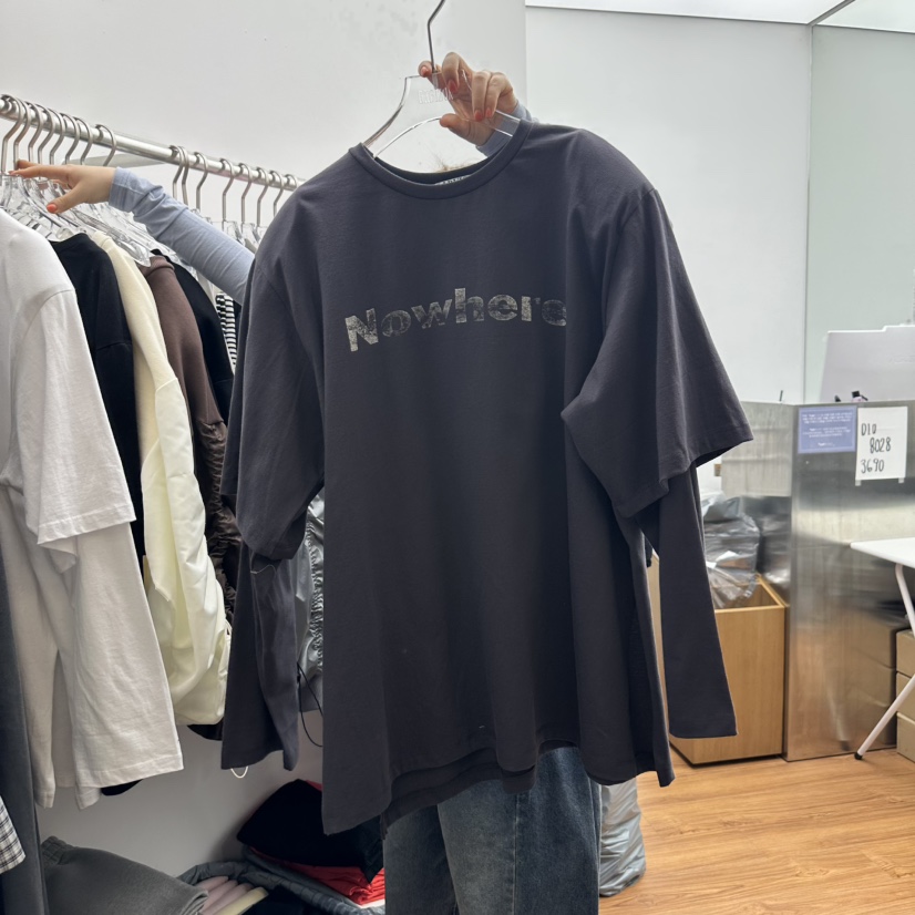 GABIZON韓國直郵㊣東大門實拍女裝新品25春夏長袖T恤假兩件GABIZON長袖T恤圖色2