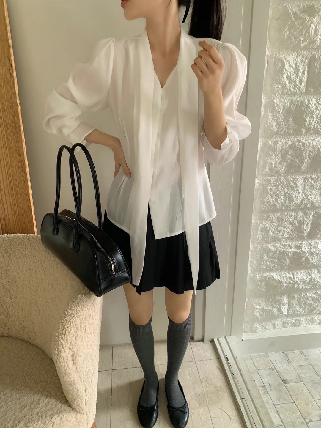 OUIR東大門實拍女裝新品人氣職業時尚推薦休閑真品襯衫蕾絲衫OUIR襯衫/蕾絲衫