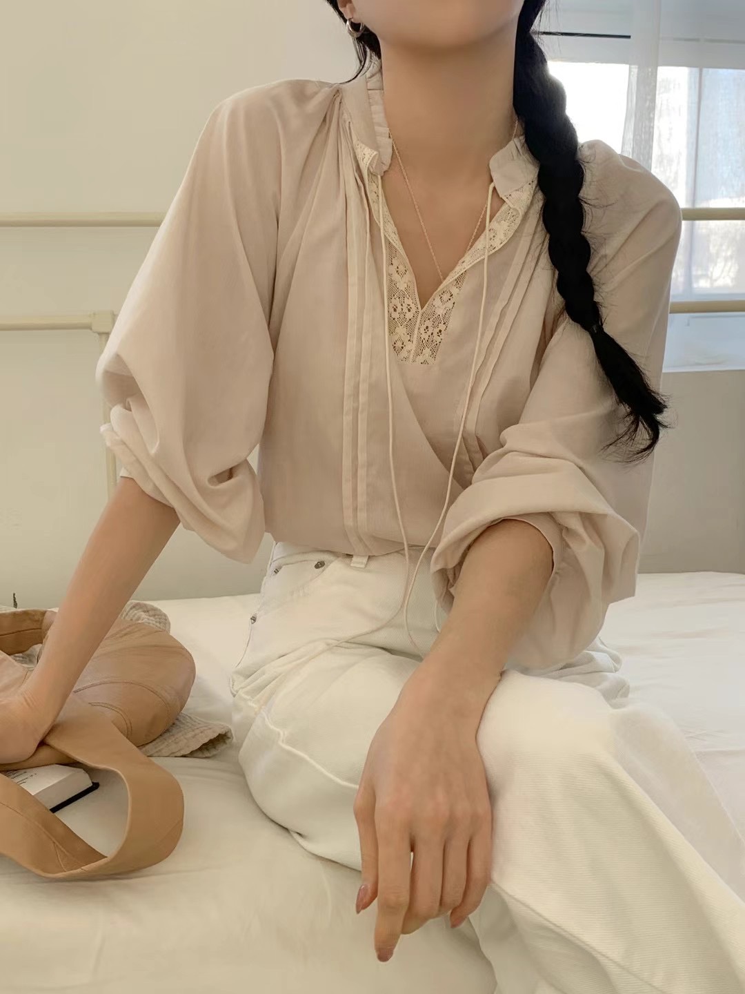 OUIR東大門代購女裝新款推薦時尚職業人氣熱賣休閑襯衫蕾絲衫OUIR襯衫/蕾絲衫