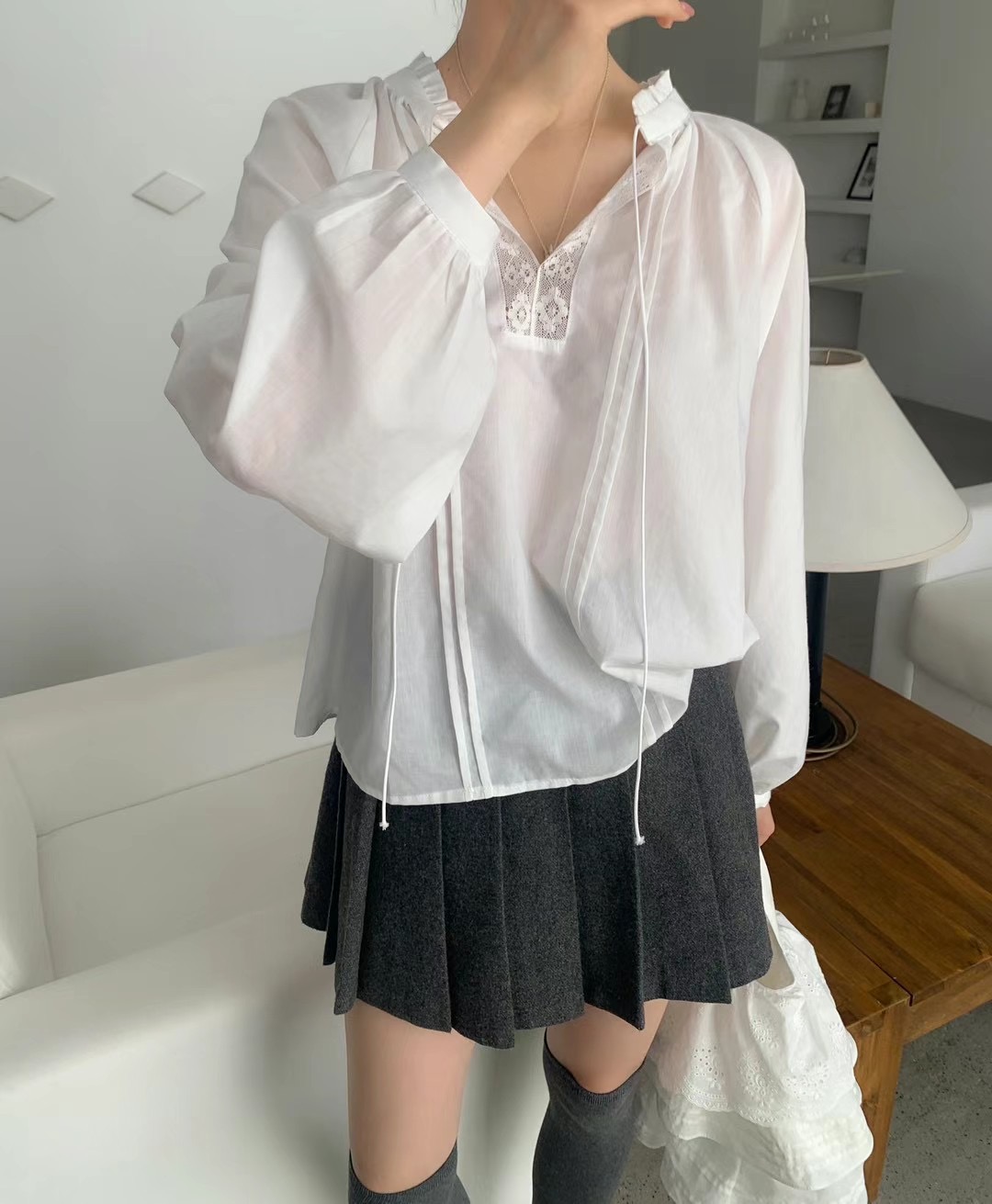 OUIR東大門代購女裝新款推薦時尚職業人氣熱賣休閑襯衫蕾絲衫OUIR襯衫/蕾絲衫