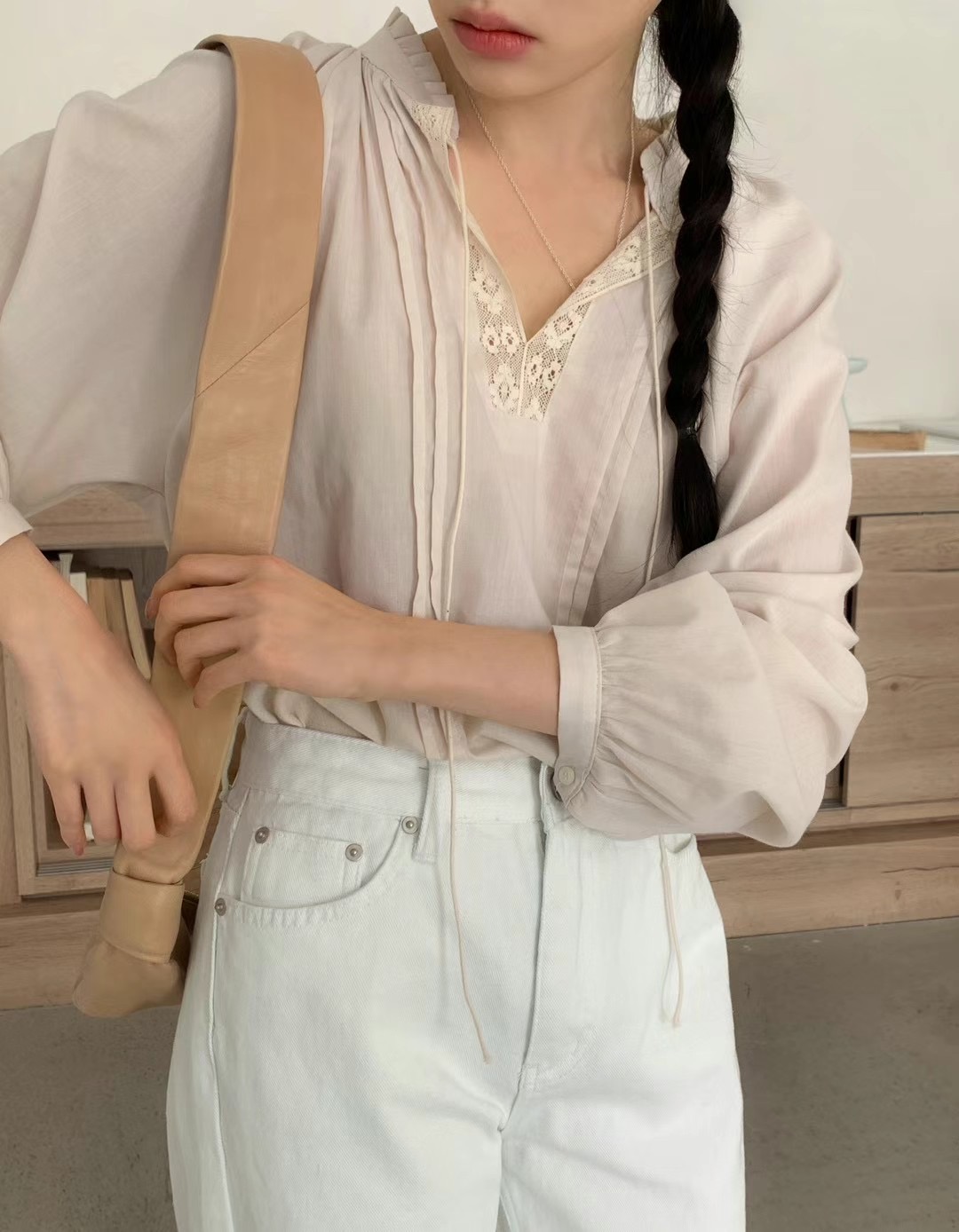 OUIR東大門代購女裝新款推薦時尚職業人氣熱賣休閑襯衫蕾絲衫OUIR襯衫/蕾絲衫圖色1