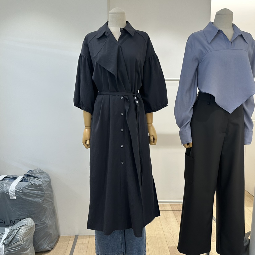 OVU韓國直郵㊣東大門實拍女裝新品休閑職業25春夏連衣裙含腰繩OVU連衣裙圖色2