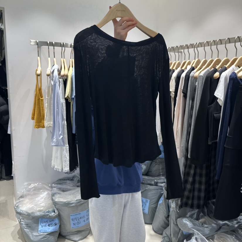 RICH SISTER直郵韓國代購㊣女裝新品職業休閑熱賣時尚長袖T恤RICH SISTER長袖T恤圖色2