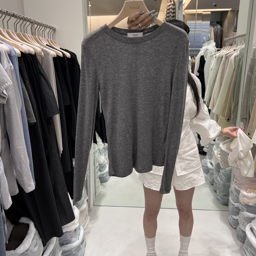 NWEOL韓國㊣直郵東大門代購女裝新品休閑時尚職業人氣長袖T恤NWEOL長袖T恤圖色2
