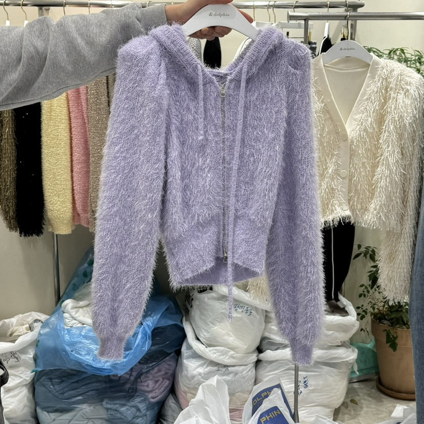 ENDOLPHIN韓國㊣直郵東大門代購女裝新款時尚針織衫拉鏈兜帽ENDOLPHIN針織衫圖色2