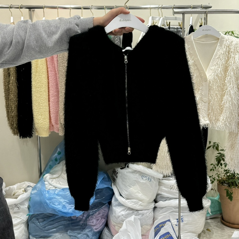 ENDOLPHIN韓國㊣直郵東大門代購女裝新款時尚針織衫拉鏈兜帽ENDOLPHIN針織衫圖色4