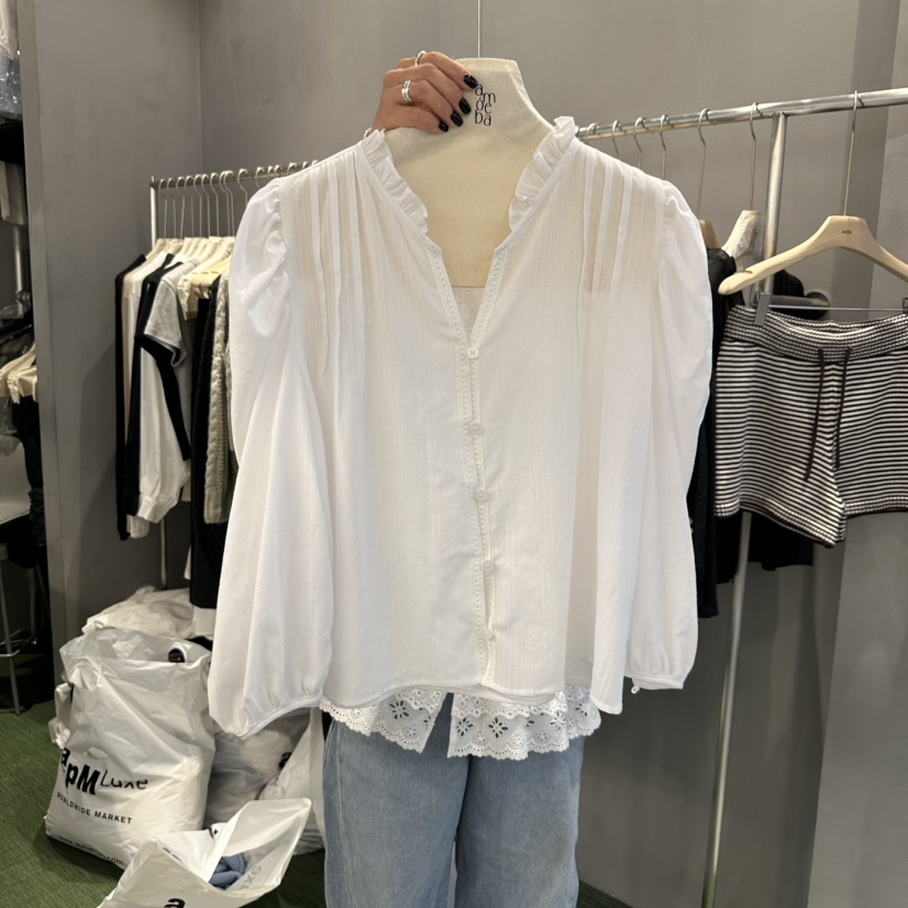 AMOEBA東大門實拍女士新品推薦時尚25春夏真品人氣襯衫蕾絲衫AMOEBA襯衫/蕾絲衫