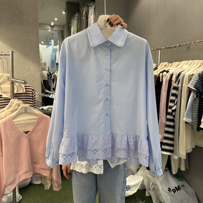 AMOEBA韓國直郵女士新品推薦職業時尚真品25春夏襯衫蕾絲衫AMOEBA襯衫/蕾絲衫