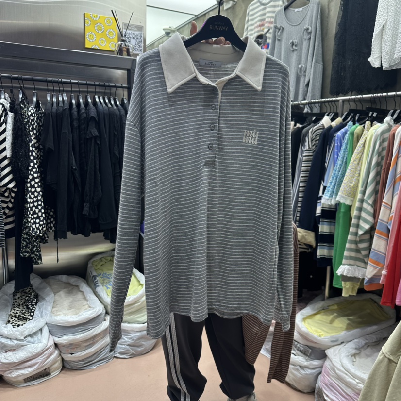 RUNWAY-런웨이東大門實拍女士新品熱賣25春夏休閑時尚長袖T恤RUNWAY長袖T恤圖色2
