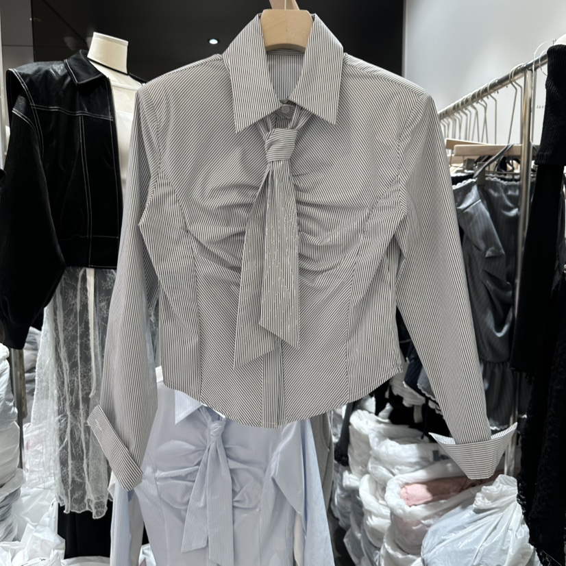 OUR MINUTE東大門實拍女裝新款真品推薦時尚襯衫蕾絲衫含領帶OUR MINUTE襯衫/蕾絲衫圖色3