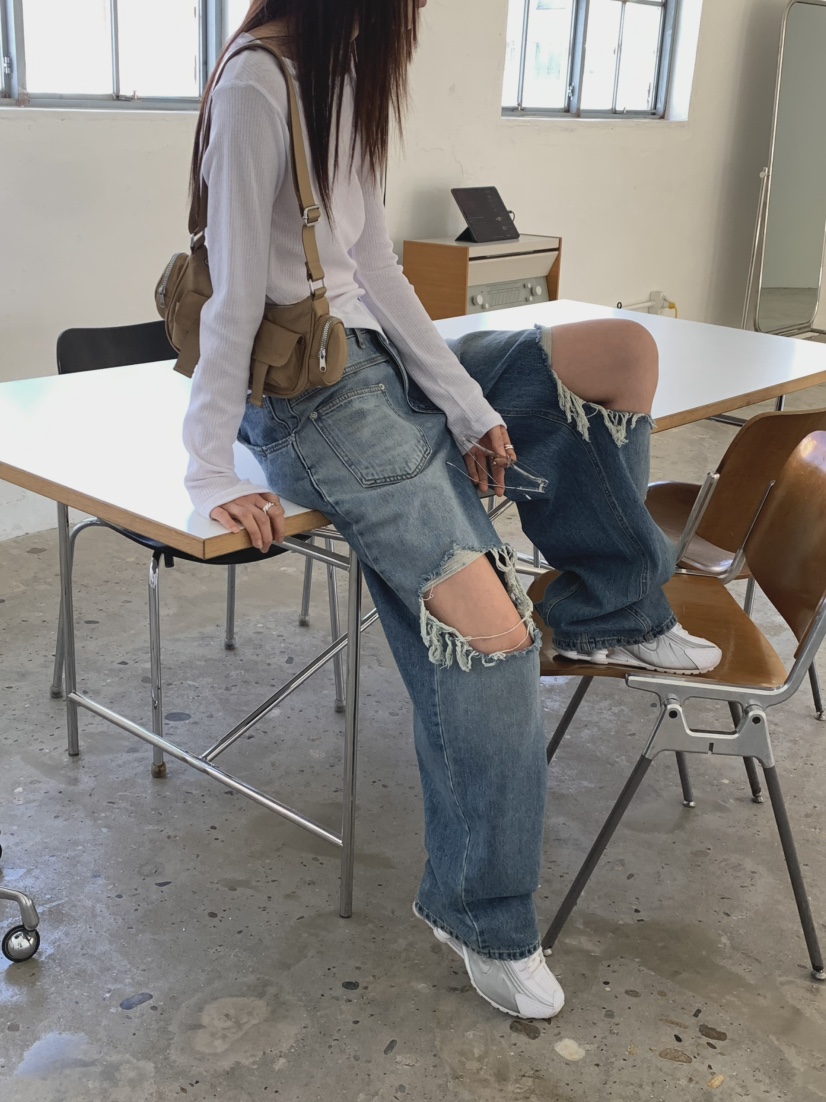 MONDAYMORING東大門實拍女裝新款25春夏推薦真品職業牛仔褲MONDAYMORING牛仔褲
