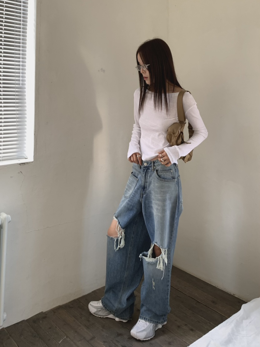 MONDAYMORING東大門實拍女裝新款25春夏推薦真品職業牛仔褲MONDAYMORING牛仔褲