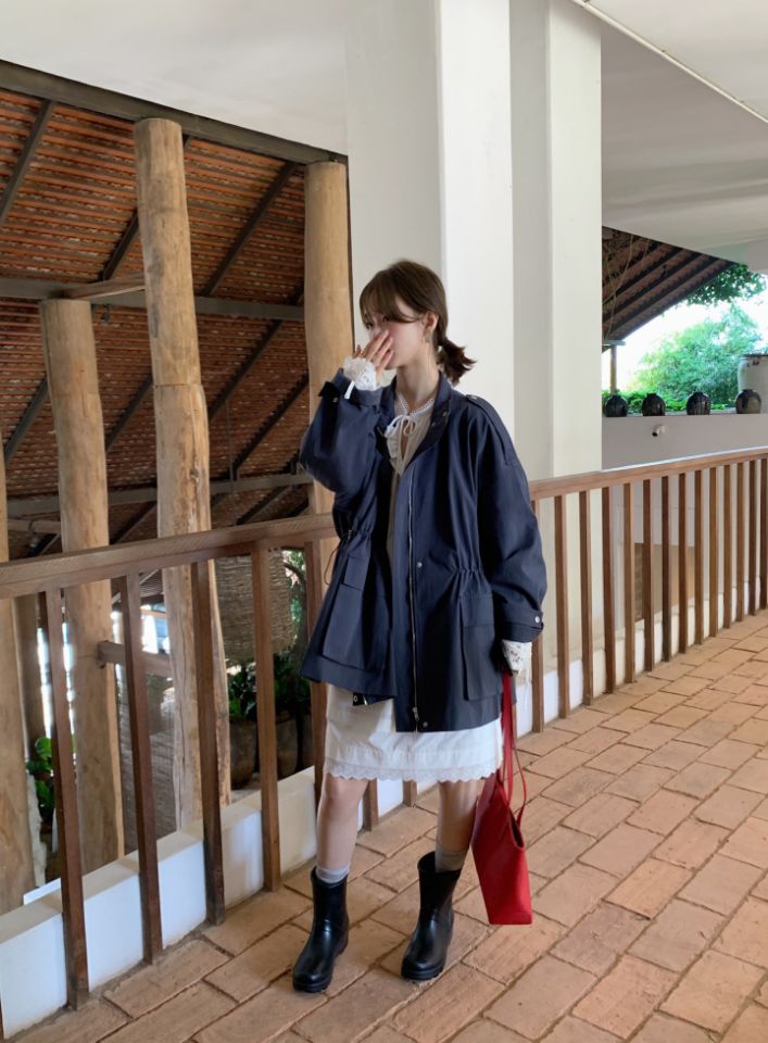 HER韓國代購女裝新款推薦休閑25春夏人氣職業真品熱賣長款風衣HER長款風衣