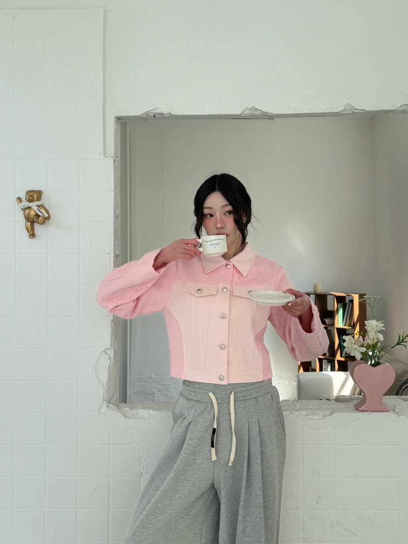 MARKE-P韓國代購女士新款真品25春夏職業熱賣時尚夾克粗花呢MARKE-P夾克