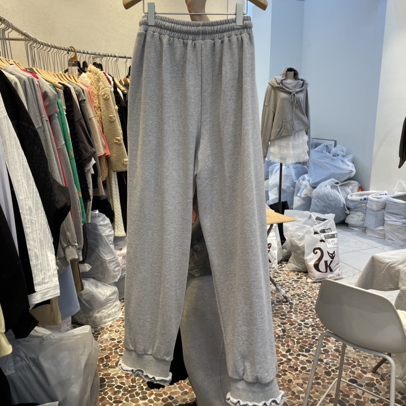 THE LINE-Q東大門代購女裝新款熱賣休閑職業休閑褲荷葉邊THE LINE-q休閑褲