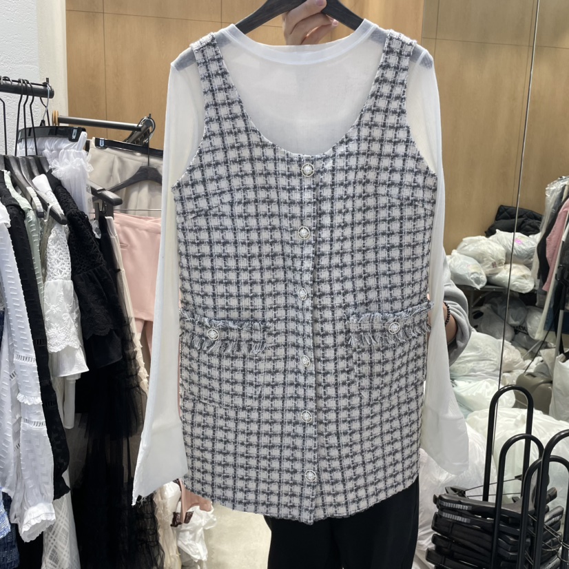 TRIPLE SEVEN韓國代購女裝新品職業休閑真品人氣連衣裙粗花呢TRIPLE SEVEN連衣裙