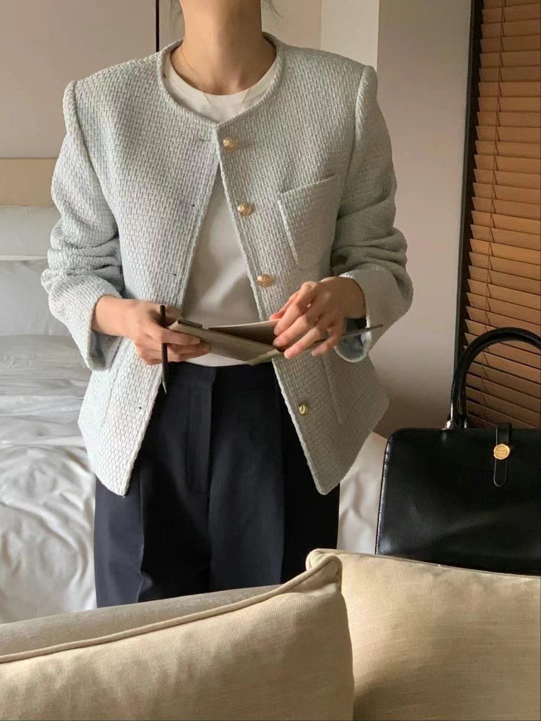 FLUTTER東大門代購女裝新品熱賣人氣休閑真品推薦夾克粗花呢FLUTTER/INOUF夾克圖色2