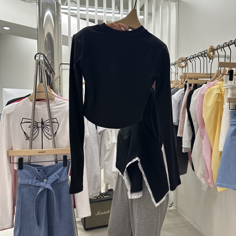 VENEFIT直郵韓國代購㊣女裝新品職業休閑時尚人氣25春夏長袖T恤VENEFIT/JENNIE長袖T恤