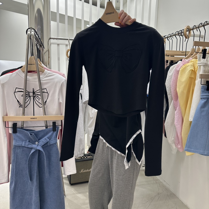 VENEFIT直郵韓國代購㊣女裝新品職業休閑時尚人氣25春夏長袖T恤VENEFIT/JENNIE長袖T恤圖色2