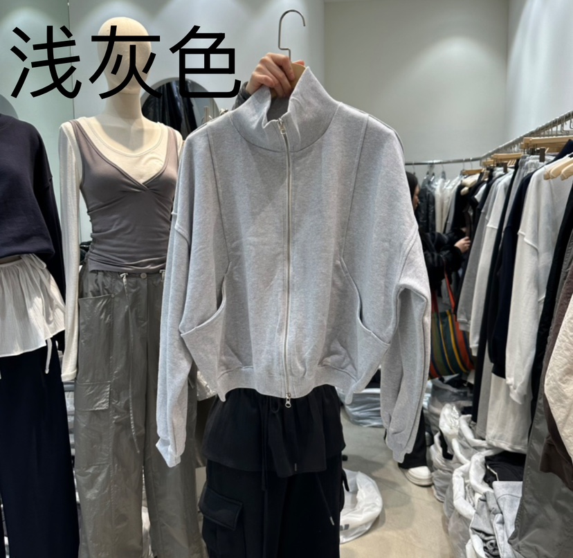 W.FATAL韓國直郵㊣女裝新款休閑人氣25春夏熱賣衛衣拉鏈高領W.FATAL衛衣圖色2