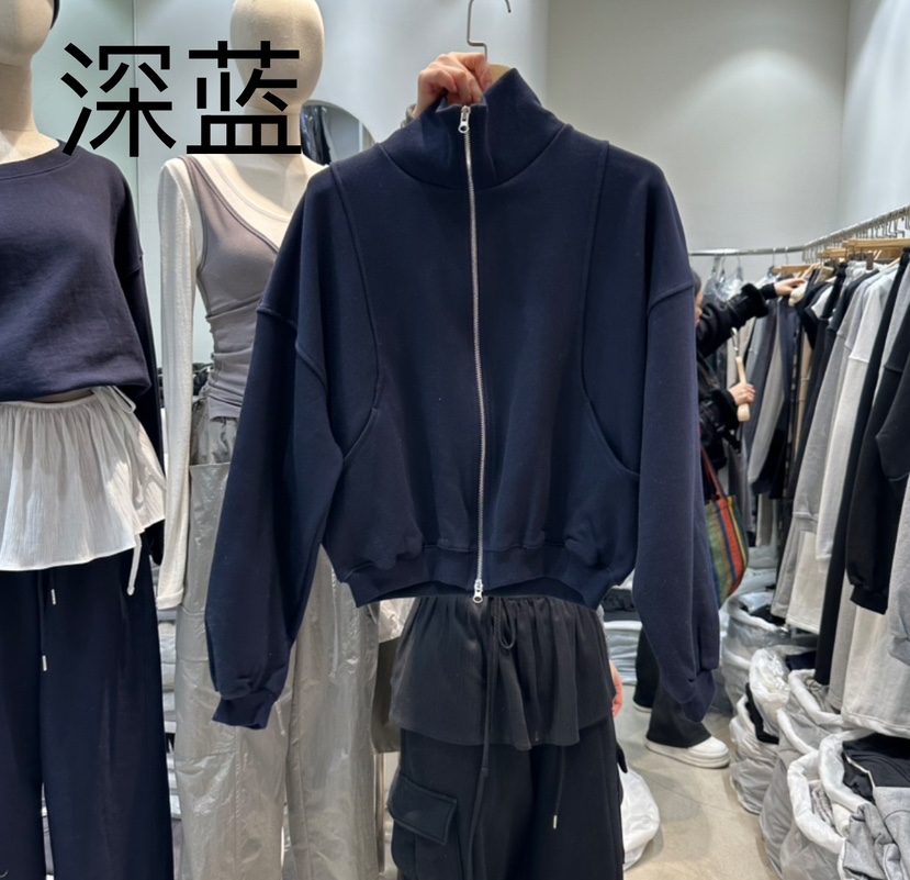 W.FATAL韓國直郵㊣女裝新款休閑人氣25春夏熱賣衛衣拉鏈高領W.FATAL衛衣圖色4