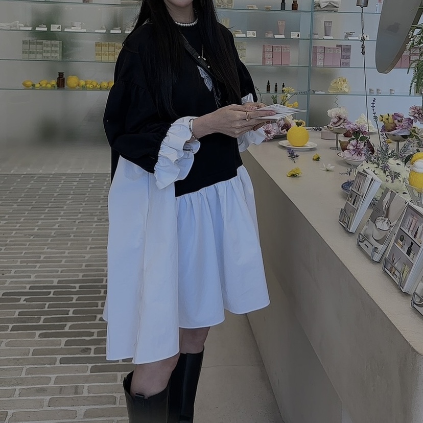 PALETTE-Q韓國直郵㊣女裝新品休閑推薦熱賣職業連衣裙蝴蝶結PALETTE連衣裙
