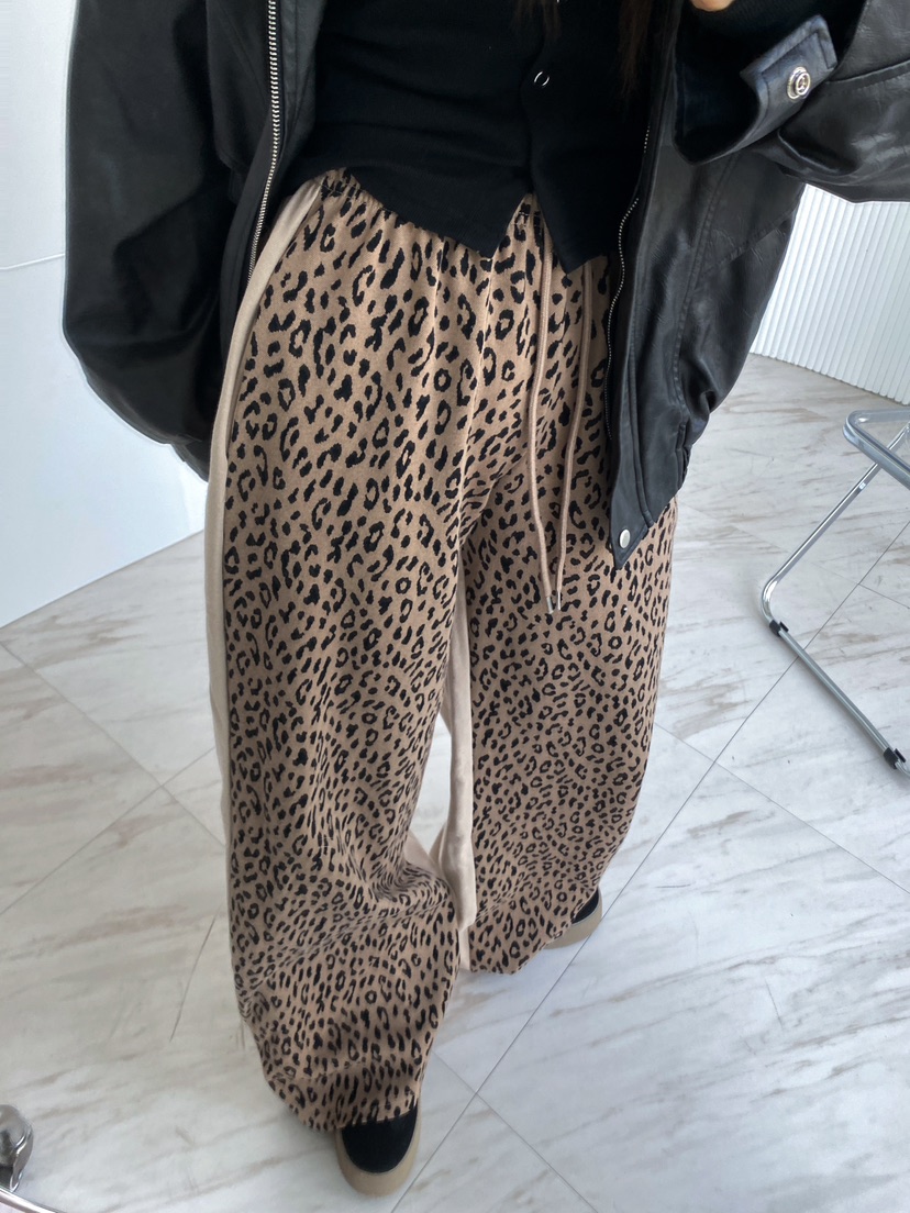 CLOTH韓國直郵㊣東大門實拍女裝新品25春夏職業休閑休閑褲豹紋CLOTH休閑褲圖色1