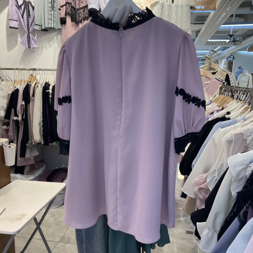 PAPA直郵韓國代購㊣女裝新品時尚休閑職業熱賣25春夏襯衫蕾絲衫PAPA襯衫/蕾絲衫