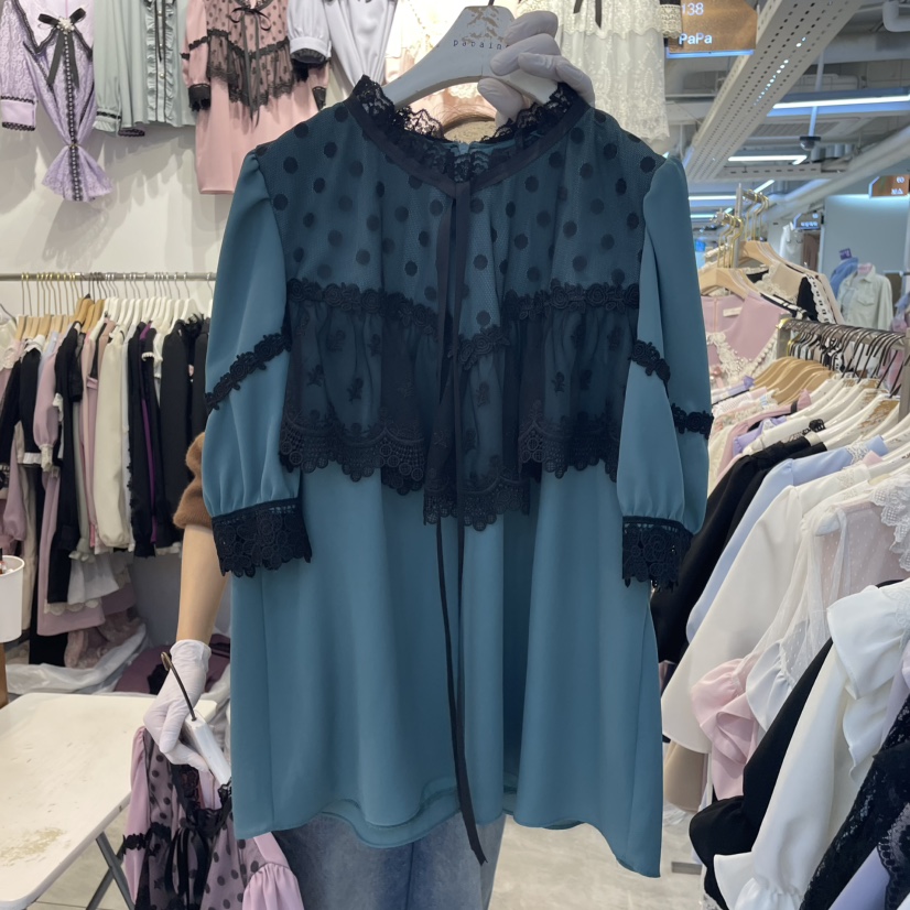 PAPA直郵韓國代購㊣女裝新品時尚休閑職業熱賣25春夏襯衫蕾絲衫PAPA襯衫/蕾絲衫圖色2