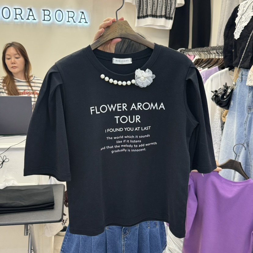 BORA BORA韓國直郵女士新款真品熱賣休閑職業25春夏人氣T恤BORA BORAT恤圖色3