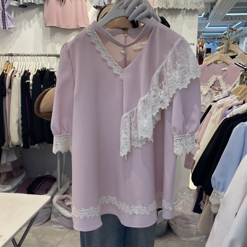 PAPA東大門代購女裝新款時尚職業熱賣人氣真品休閑襯衫蕾絲衫PAPA襯衫/蕾絲衫圖色1