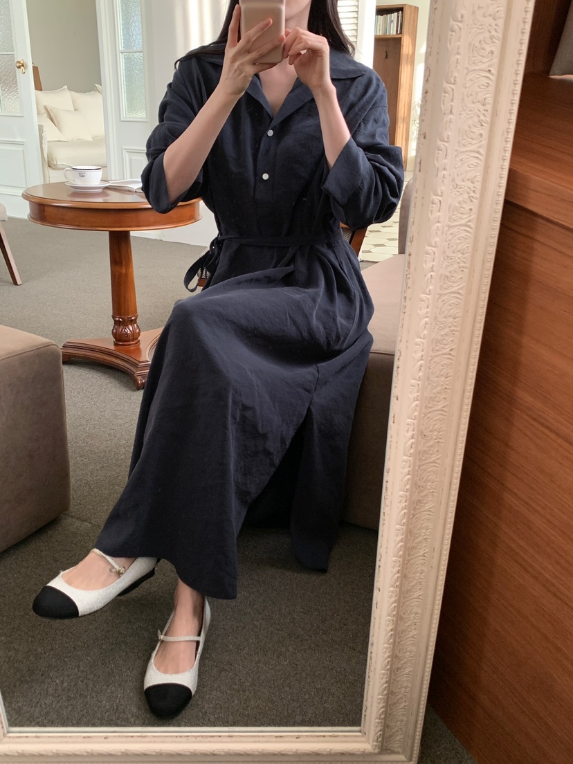 PLANTS ON GRAY韓國直郵女士新款時尚25春夏連衣裙含腰帶PLANTS ON GRAY連衣裙