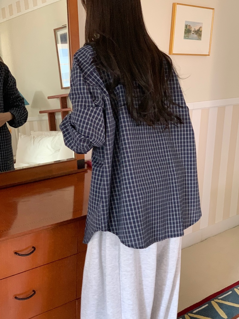 PLANTS ON GRAY東大門實拍女士新款時尚推薦襯衫蕾絲衫格紋PLANTS ON GRAY襯衫/蕾絲衫