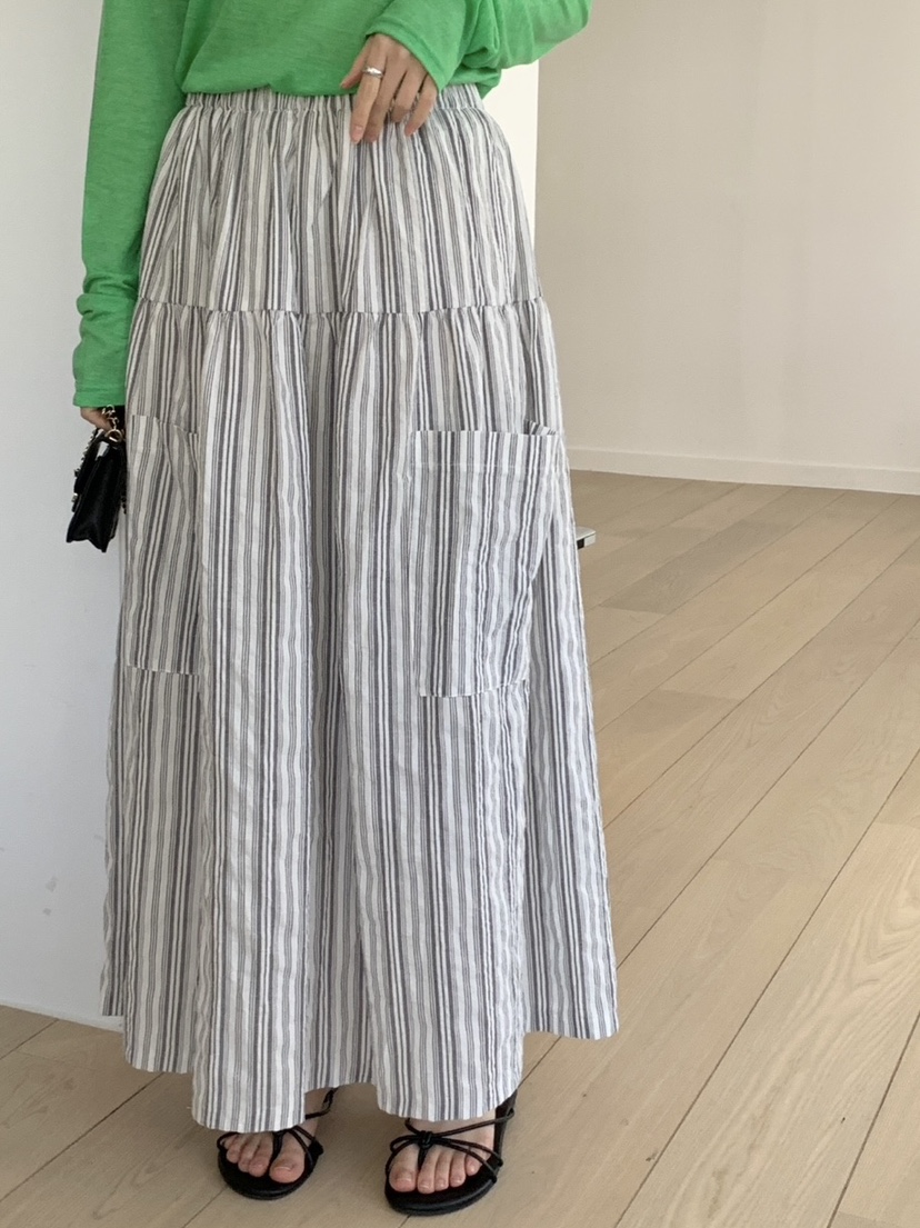 PLANTS ON GRAY韓國代購女裝新品25春夏真品休閑長裙口袋PLANTS ON GRAY長裙