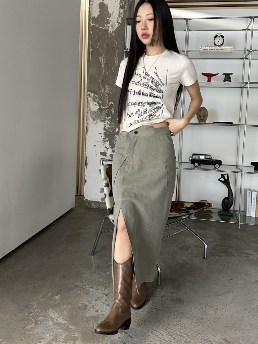 I MFACT韓國直郵女士新款人氣真品推薦25春夏時尚職業長裙I MFACT長裙