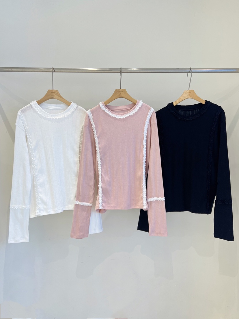 MAISONDEGLORY東大門直郵女裝新品推薦25春夏真品長袖T恤蕾絲MAISON DE GLORY長袖T恤
