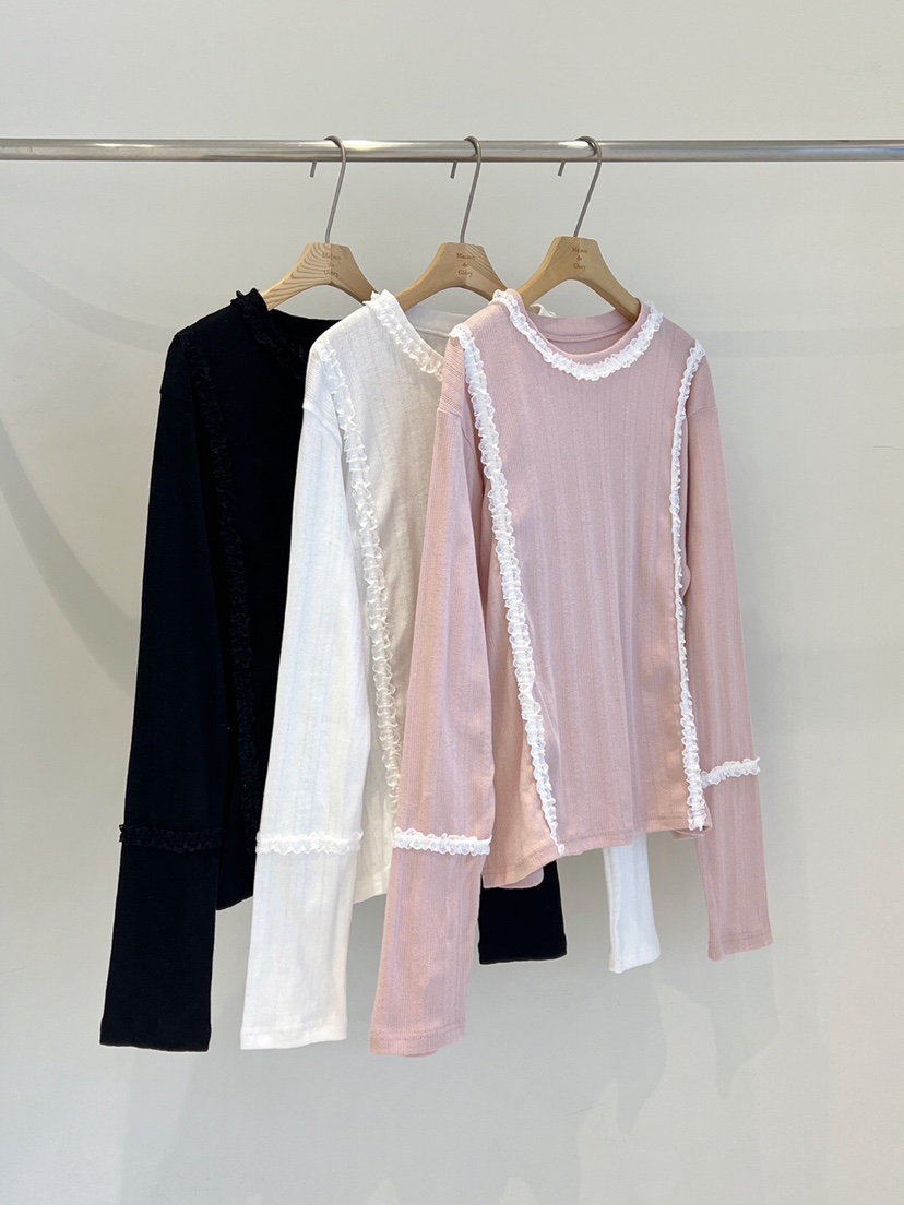 MAISONDEGLORY東大門直郵女裝新品推薦25春夏真品長袖T恤蕾絲MAISON DE GLORY長袖T恤