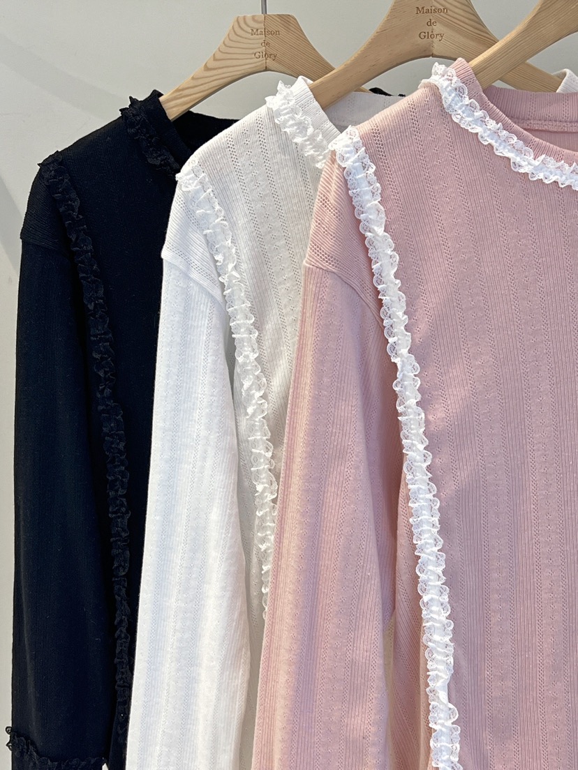 MAISONDEGLORY東大門直郵女裝新品推薦25春夏真品長袖T恤蕾絲MAISON DE GLORY長袖T恤