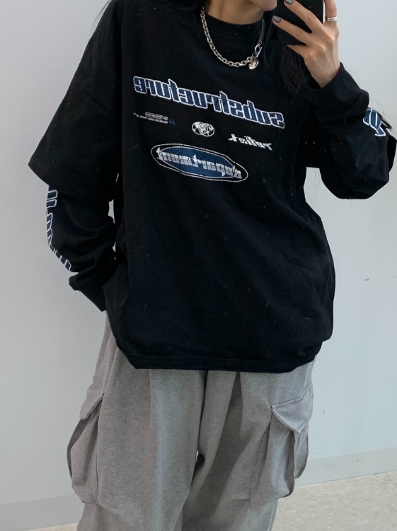 KSUBI韓國直郵女士新品職業推薦25春夏人氣時尚休閑長袖T恤KSUBI長袖T恤